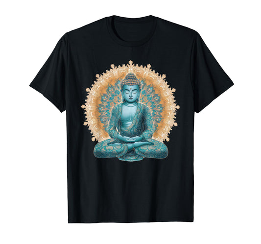 Buddha Statue Yoga Meditation Mandala Buddhism Mindfulness T-Shirt