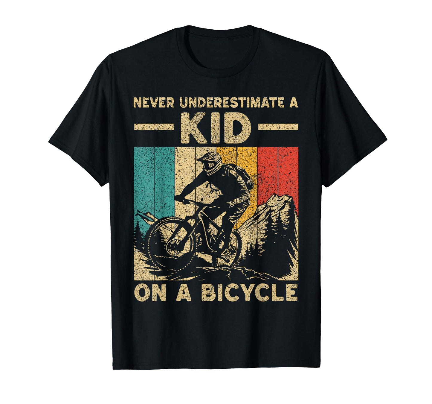 Never Underestimate A Kid Bicycle Riding Cyclist Boys Girls T-Shirt