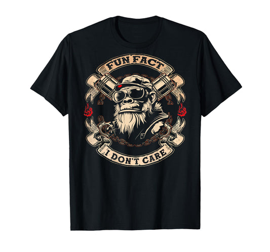 (On Back) Fun Fact I Don't Care Cool Grandpa Swag Gorillas T-Shirt