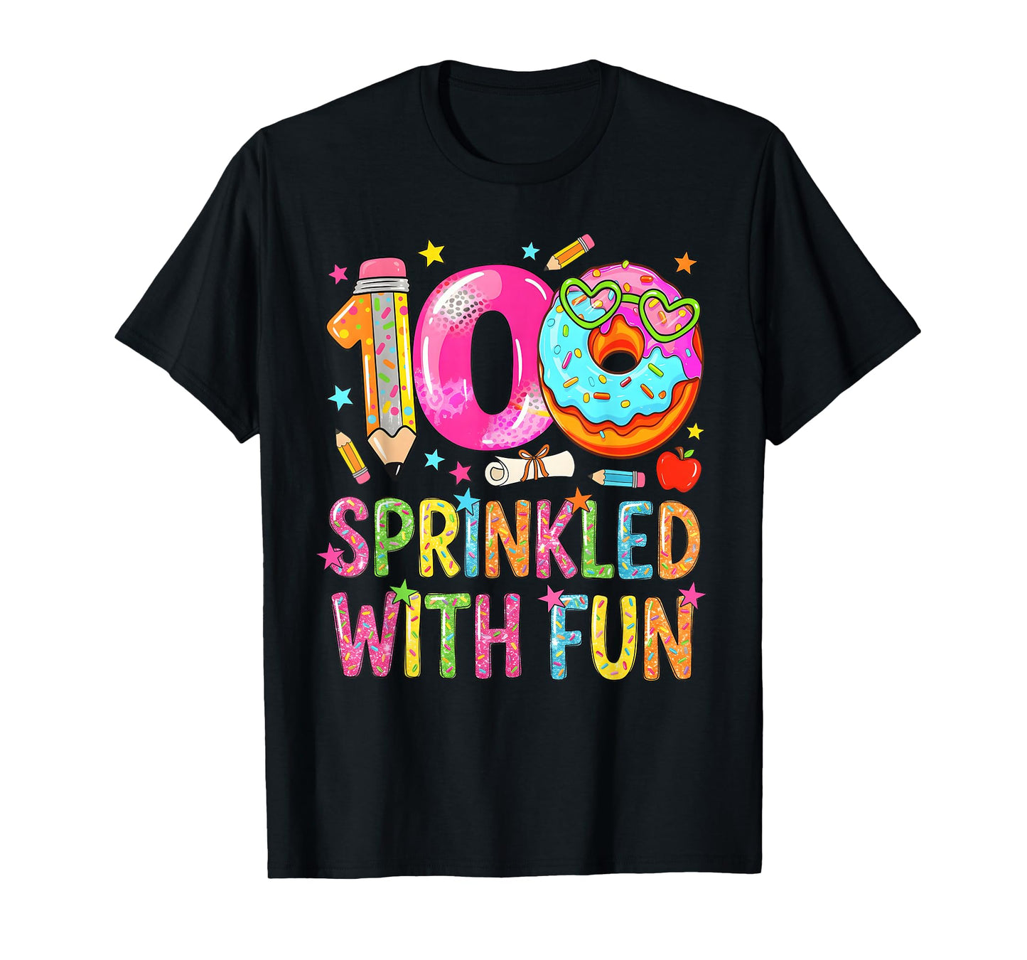 100 Days Sprinkled with Fun Donut 100th Day of School Girls T-Shirt