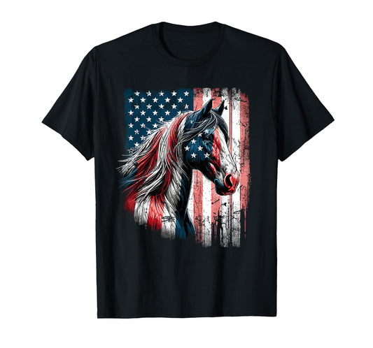 Patriotic Horse USA Flag Vintage Horse T-Shirt