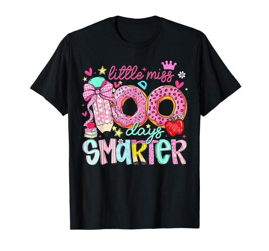 Little Miss 100 Days Smarter Kids Girls 100th Day of School T-Shirt
