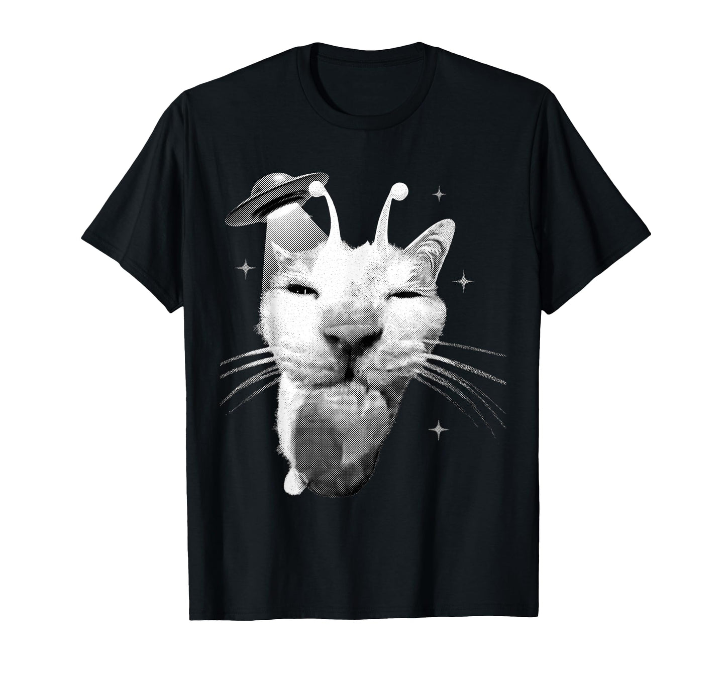 Y2K Alien Cat Meme UFO Retro Silly Cat Lover Vintage 90s Tee T-Shirt
