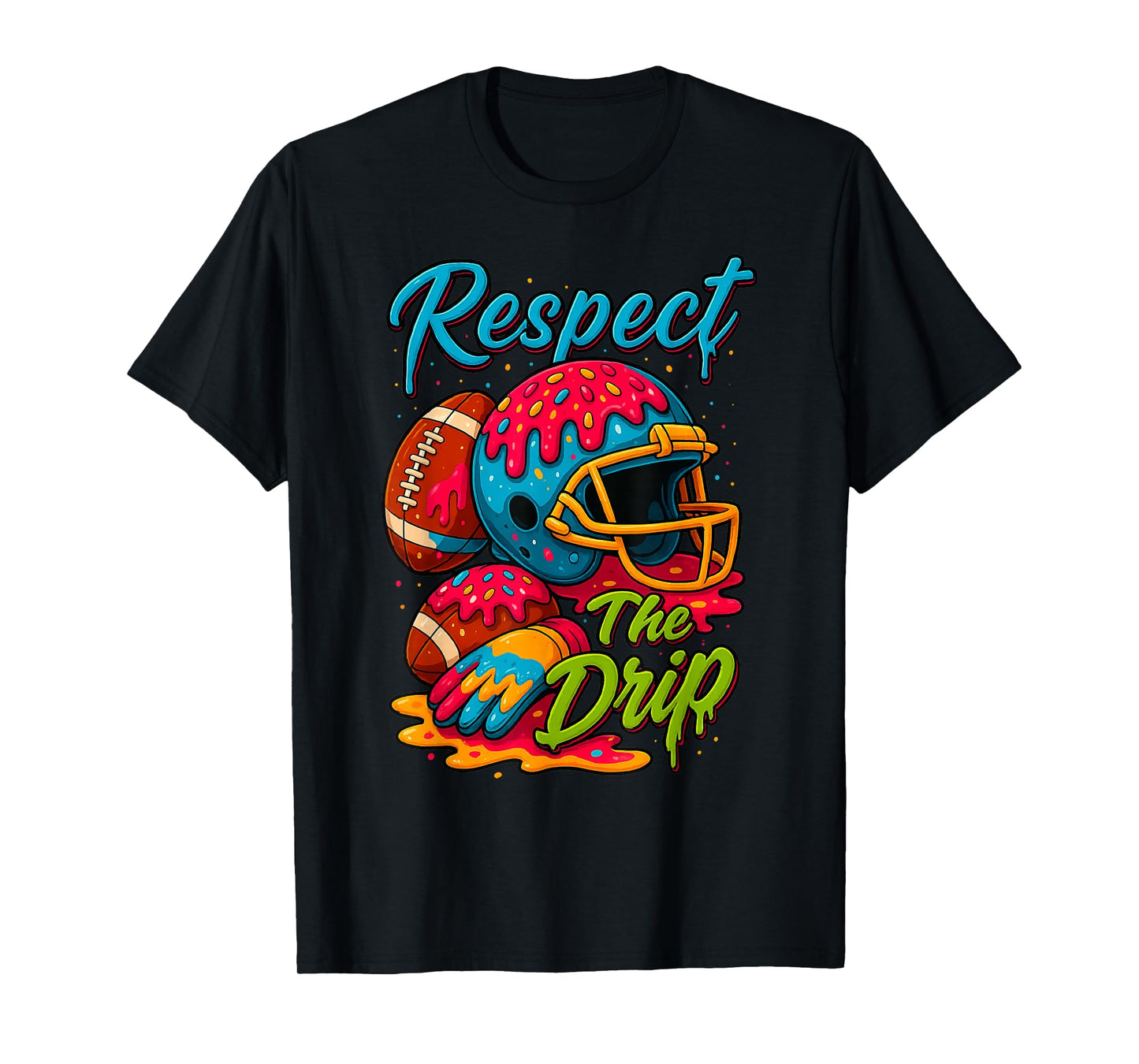 Football Drip Boys Football Ice Cream Sprinkle Respect Drip T-Shirt