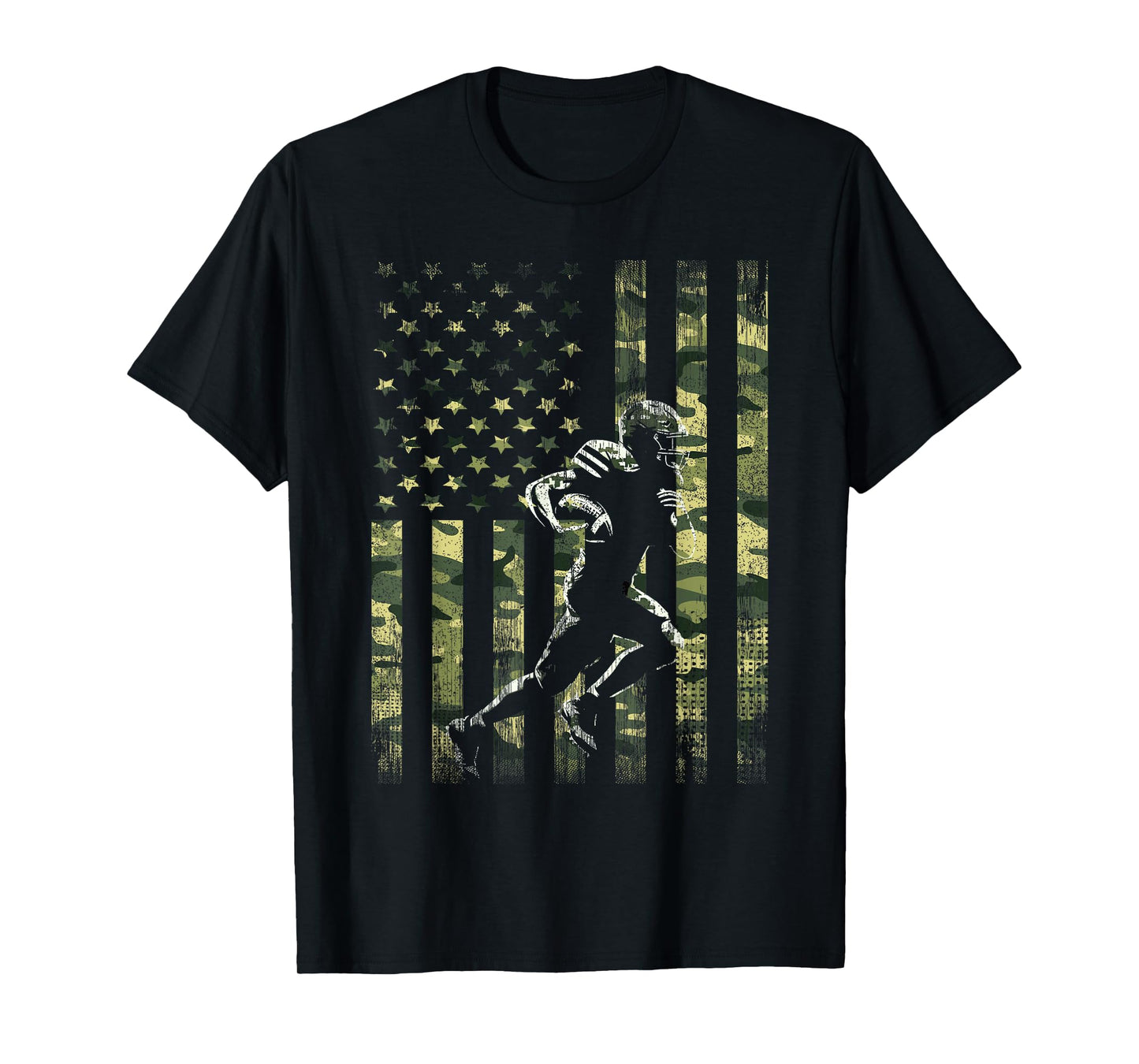 American Football Player Camo US Flag Men Boy Kids T-Shirt