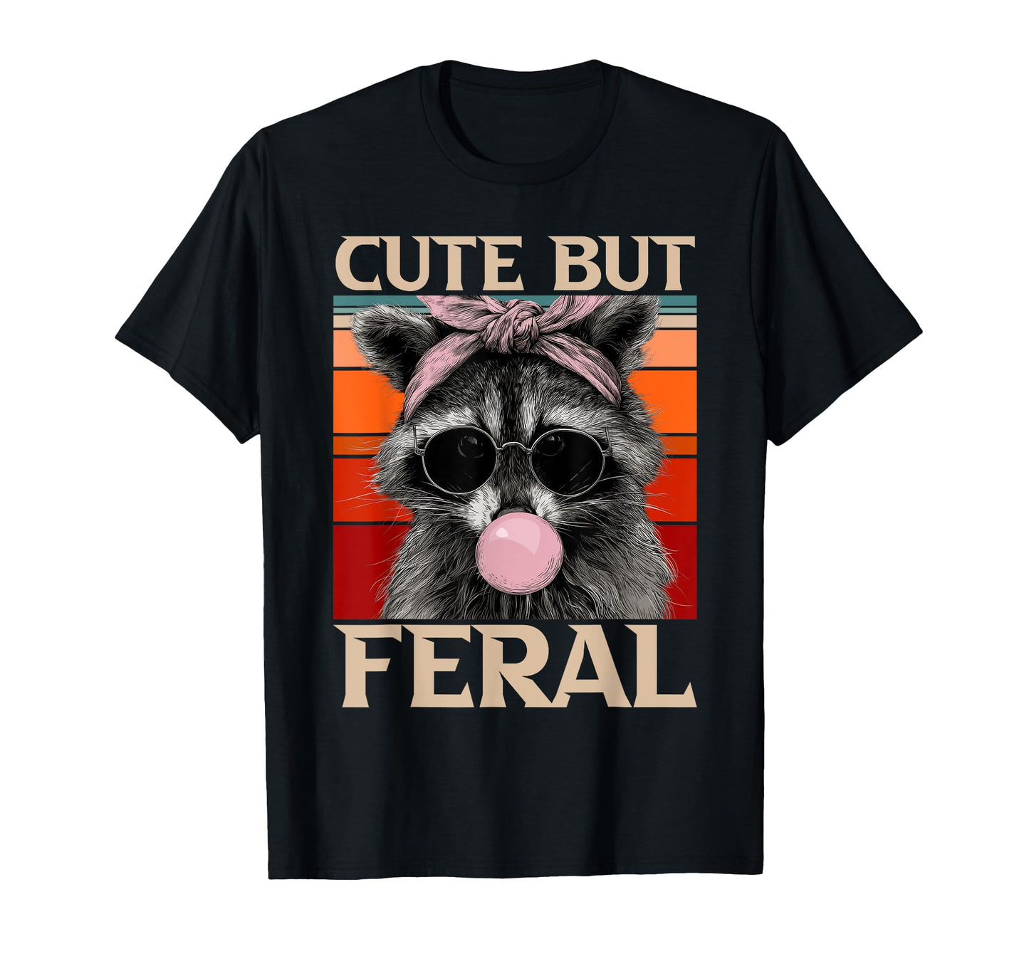 Cute But Feral Toddler Girls Kids | Raccoon Sunglasses Meme T-Shirt