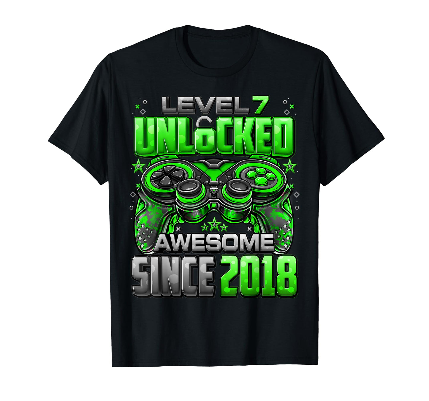 Level 7 Unlocked Awesome Since 2018 7th Birthday Gaming T-Shirt