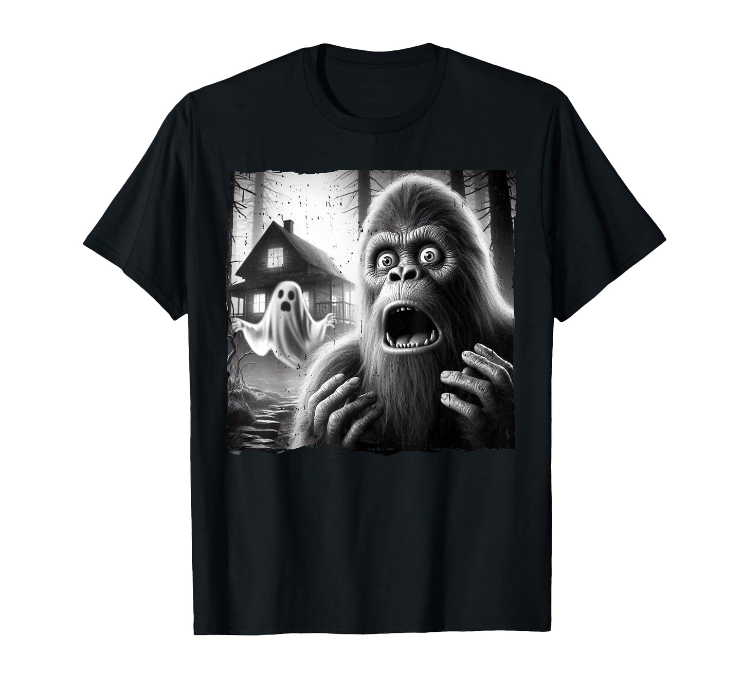 Funny Halloween Costume Men Women Bigfoot Sasquatch Ghost T-Shirt