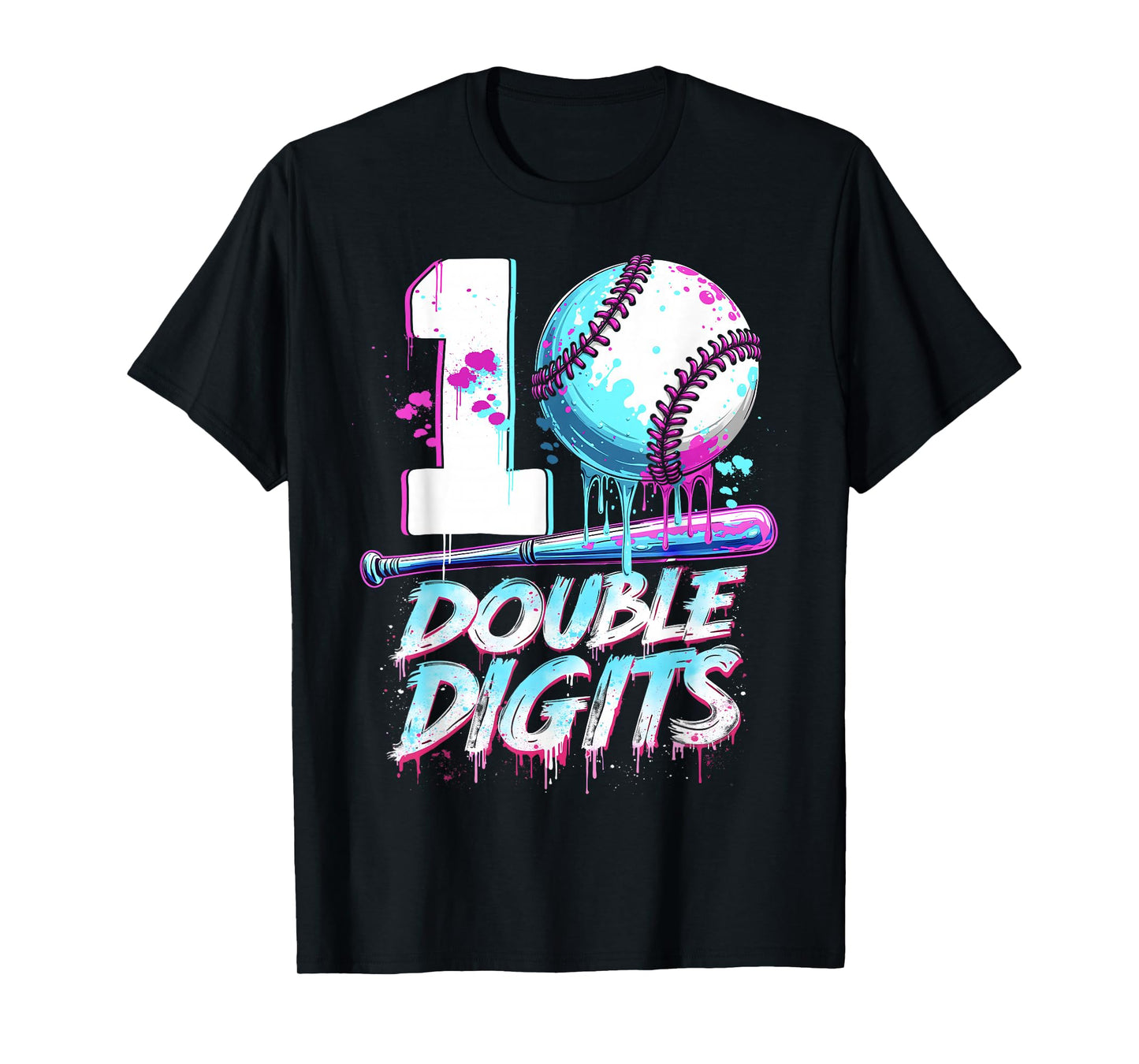 Baseball 10 Years Old Birthday Double Digits 10 Birthday Boy T-Shirt
