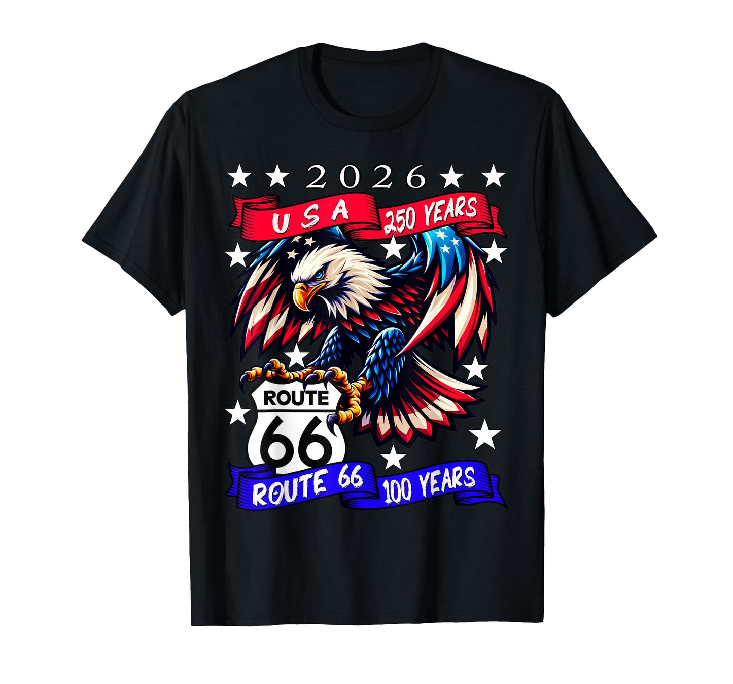 USA 250 Route 66 100 Years Eagle Anniversary Celebration T-Shirt