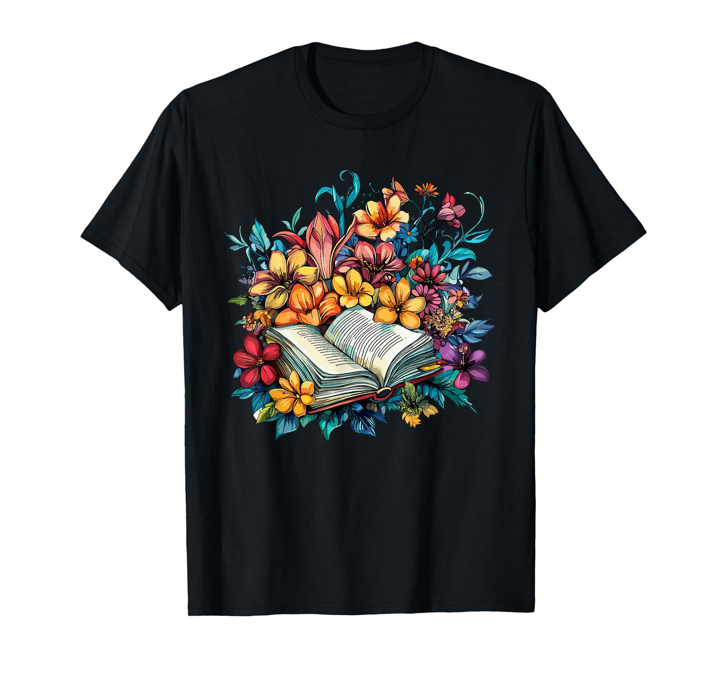 Open Book with Colorful Floral Reading Magic T-Shirt