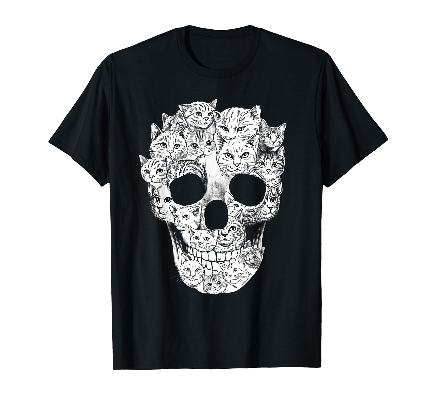 Cat Skull Shirt Women Men Cat Lovers Funny Halloween Costume T-Shirt