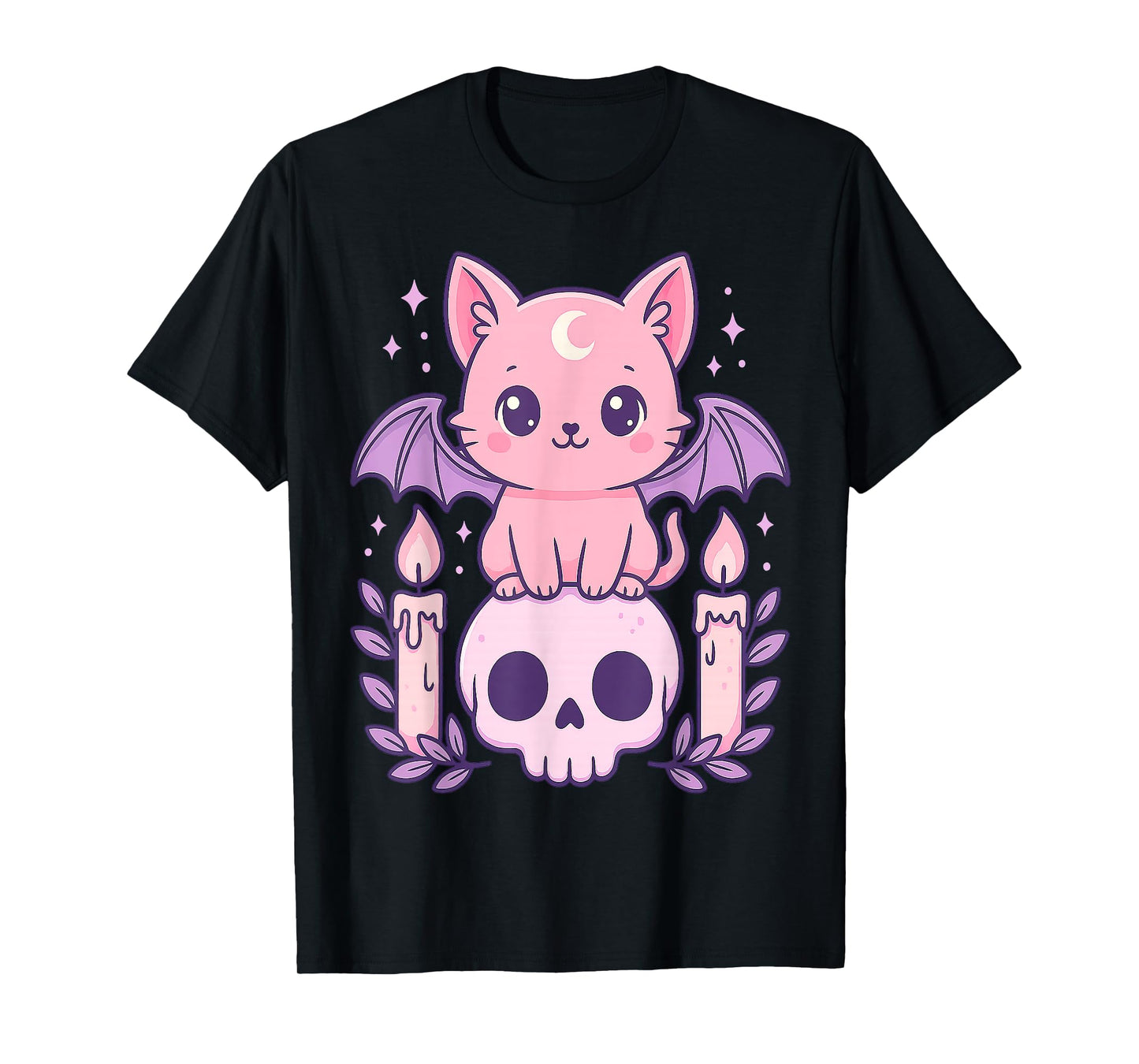 Cute Cat Bat Skull Pastel Goth Gifts Men Women Boy Girl Kids T-Shirt