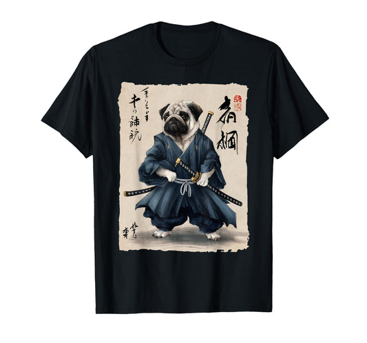Samurai Pug Japanese Anime Dog Pug Lover Funny For Men Women T-Shirt