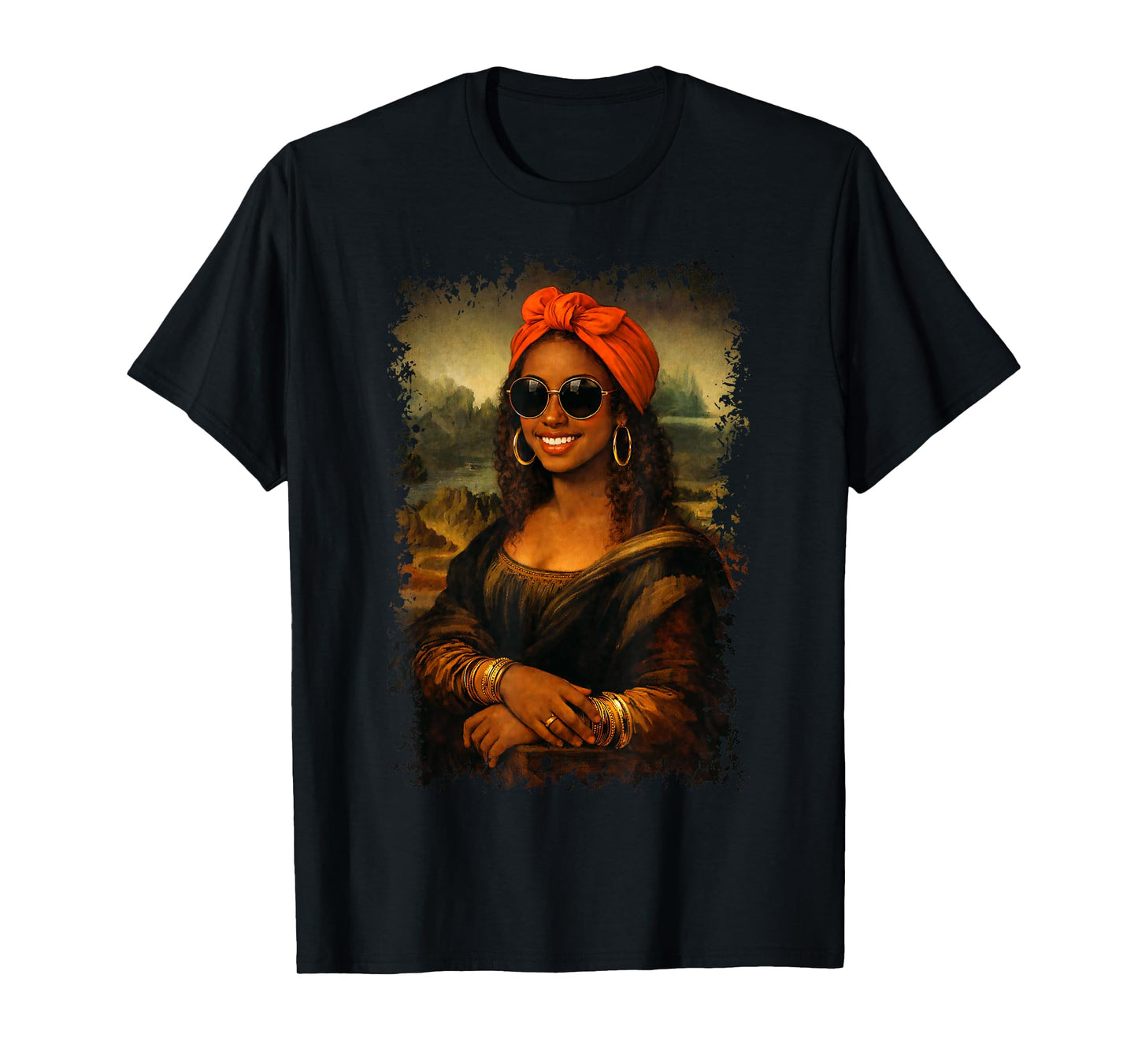 Black Mona Lisa African American Afro Black History Month T-Shirt