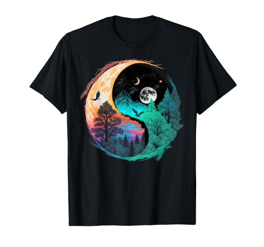 Meditation Taoism Yin Yang Symbol on Nature Taijitu Yin Yang T-Shirt