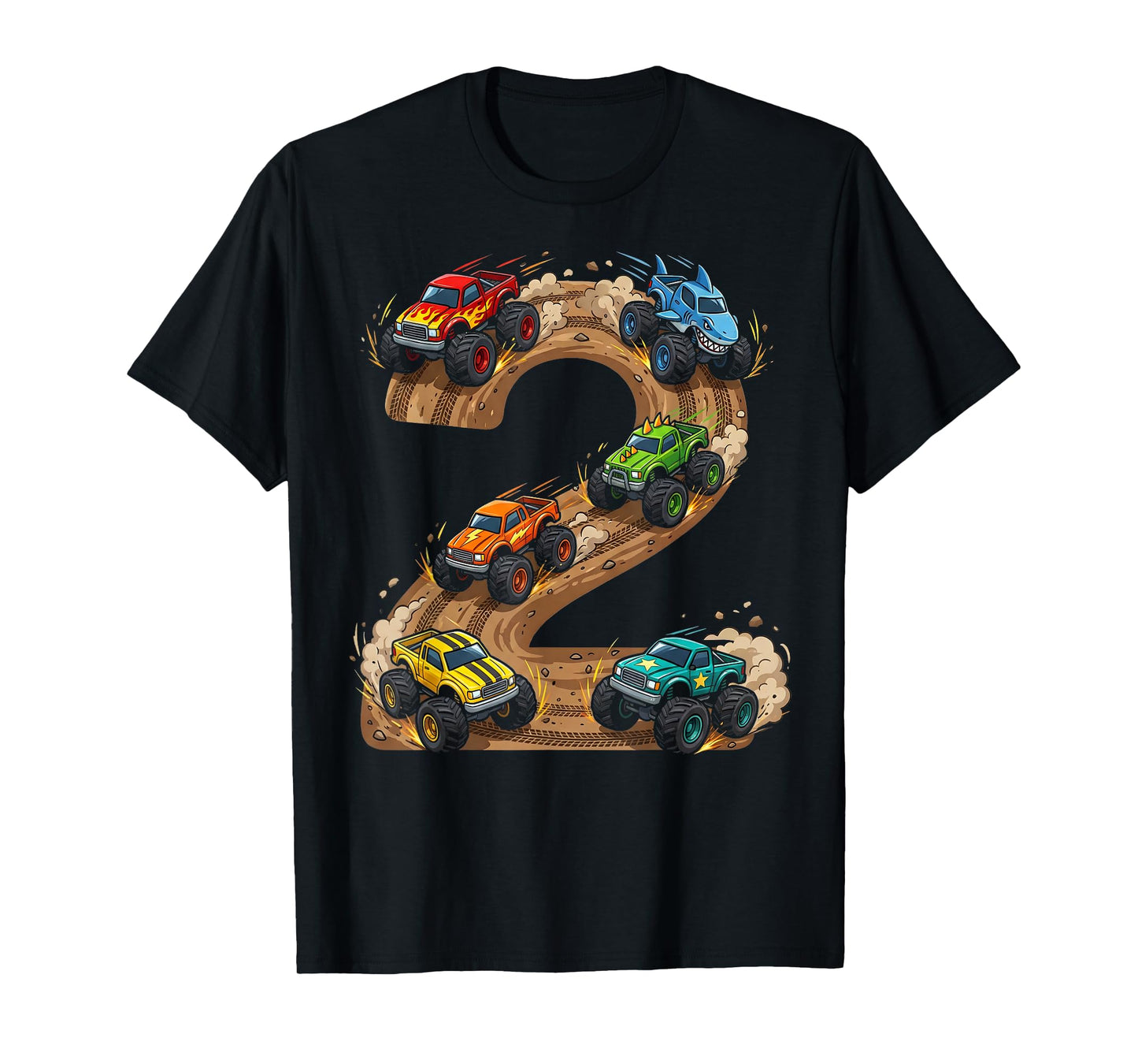 2 Year Old Monster Truck Boy Toddler 2nd Birthday Party T-Shirt