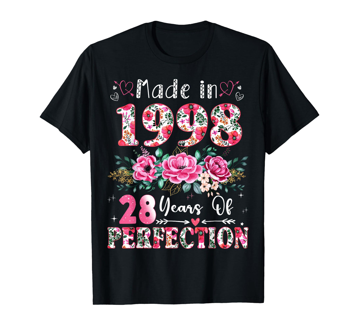 28 Year Old Made in 1998 Floral 28th Birthday Women T-Shirt
