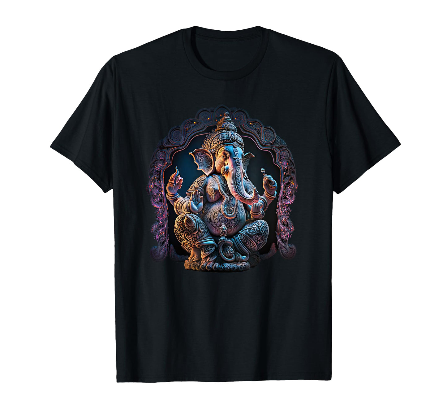 Ganesh Enlightenment Consciousness Meditation T-Shirt - Unisex-Adults - Black - Small - Short Sleeve - Yoga - T-Shirt