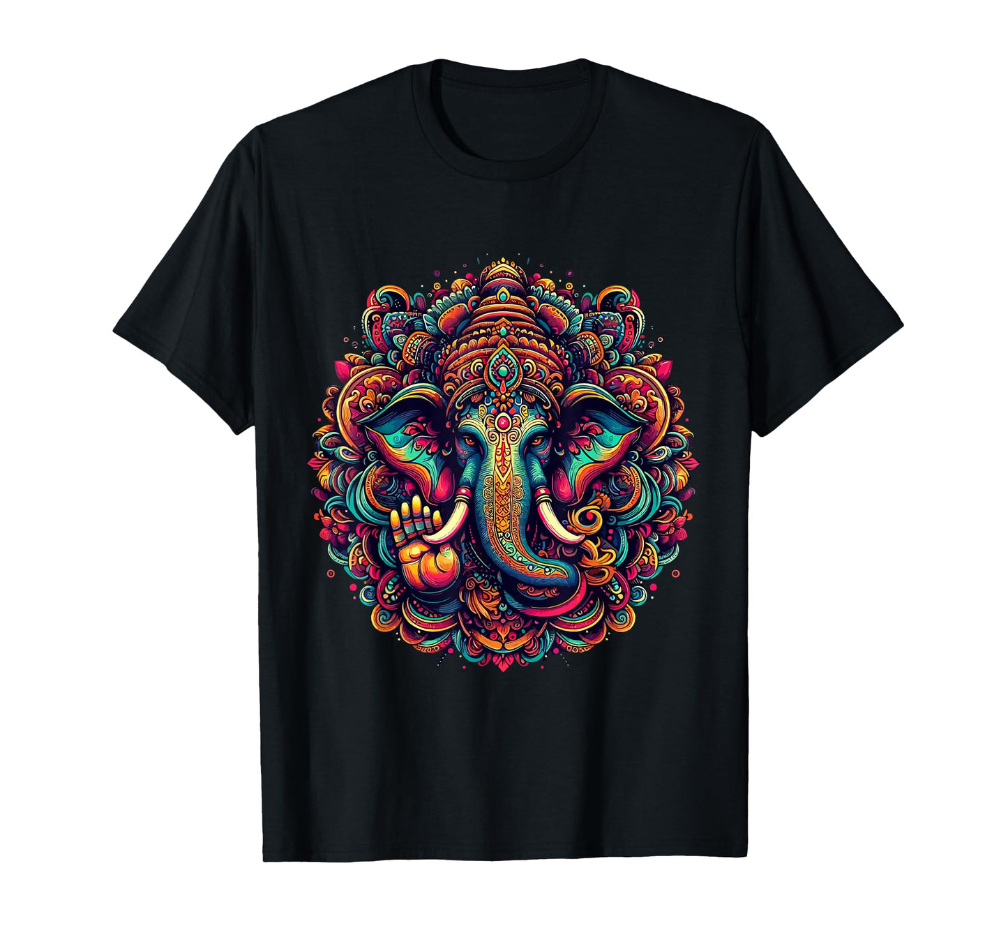 Ganesh Symbol Yoga Hindu Elephant God Ganesha Puja T-Shirt, Small, Black