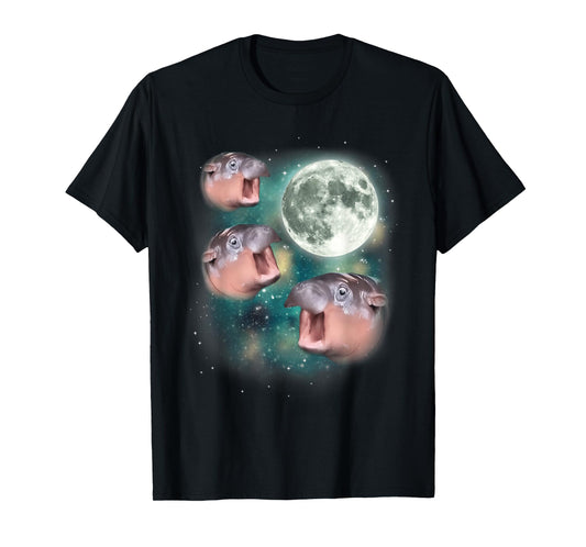 3 Moon-Deng | Baby Hippo Meme Funny Cute Hippopotamus Animal T-Shirt