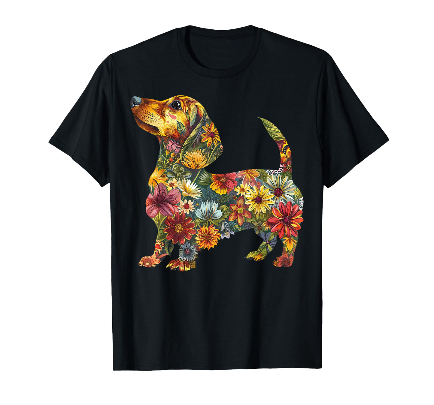 Floral Dachshund Cute Pet Dog Animal Lover Doxie Mama Women T-Shirt