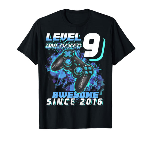 9th Birthday Boy Level 9 Gamer 9 Year Video Game Party T-Shirt