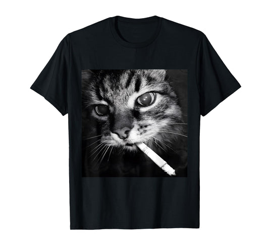 Cigarette Kitten Funny Smoking Cat Meme Stupid Brainrot T-Shirt