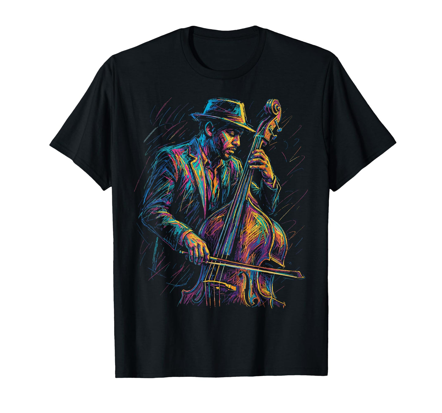 Jazz Musician Upright Bass Player Artistic Music Jazz Lover T-Shirt