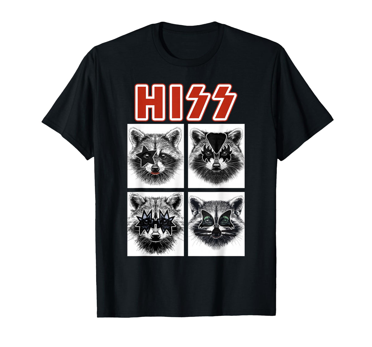 Raccoon Rock Music Band Concert Men Women Kids Funny Raccoon T-Shirt