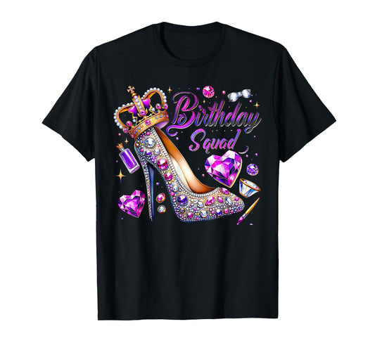 Birthday Squad Diva Squad Crown Hearts Birthday Women Girls T-Shirt