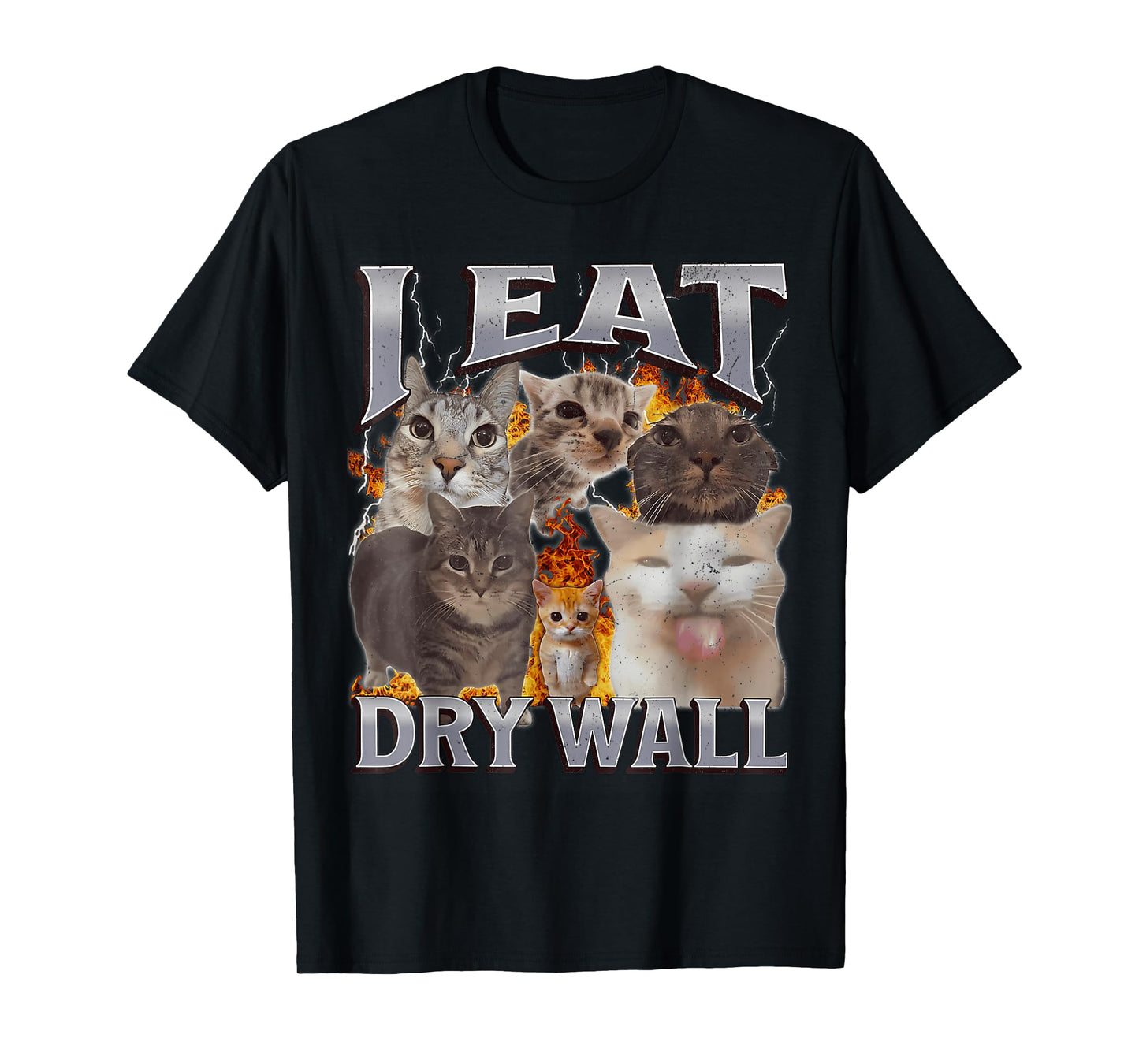 I Eat Drywall Funny Cat Meme Bootleg Graphic Men Women T-Shirt
