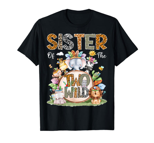 Sister Of The Two Wild 2Nd Birthday Animal Safari Tribal T-Shirt