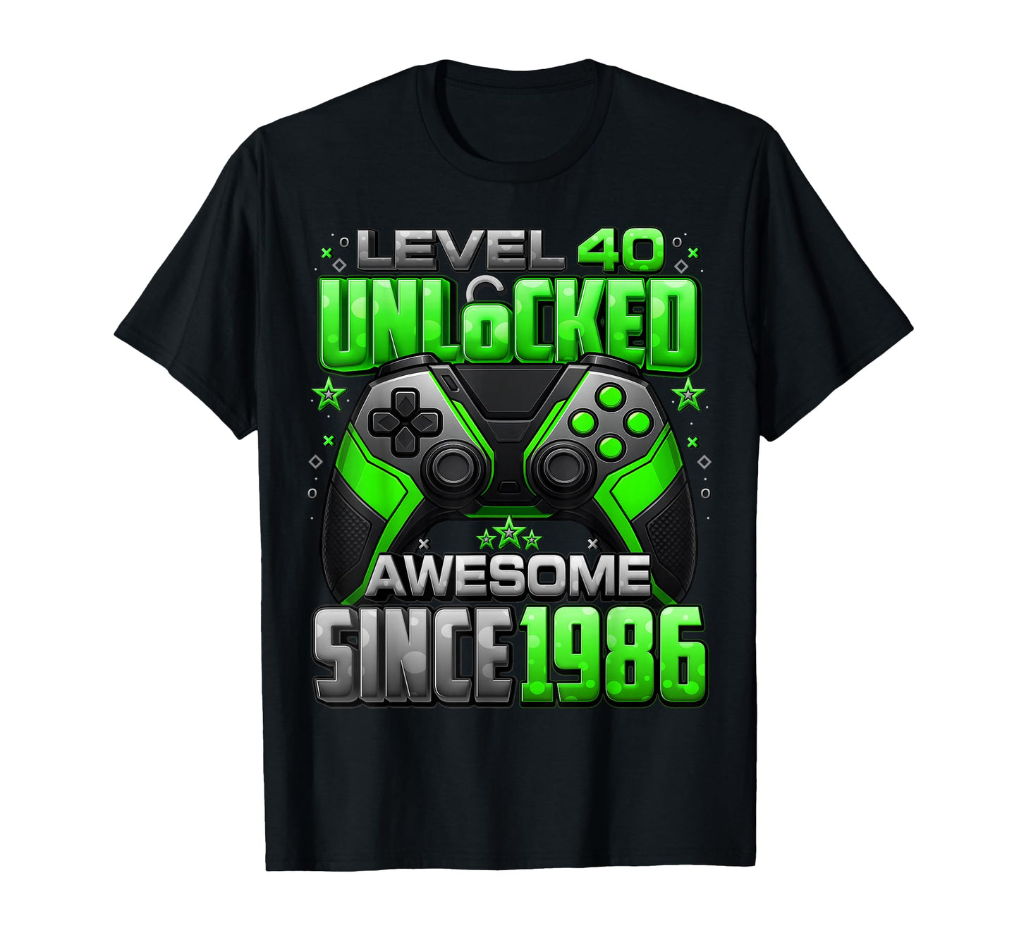 Level 40 Unlocked Awesome Since 1986 40th Birthday Gaming T-Shirt
