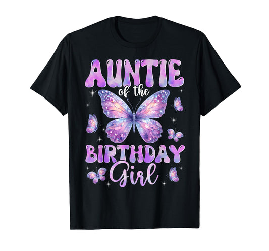 Auntie Of The Birthday Girl Butterfly Family Matching T-Shirt