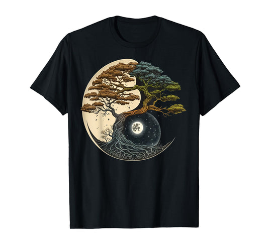 Yin Yang Miniature Tree of Life on Buddhist Bonsai Tree T-Shirt