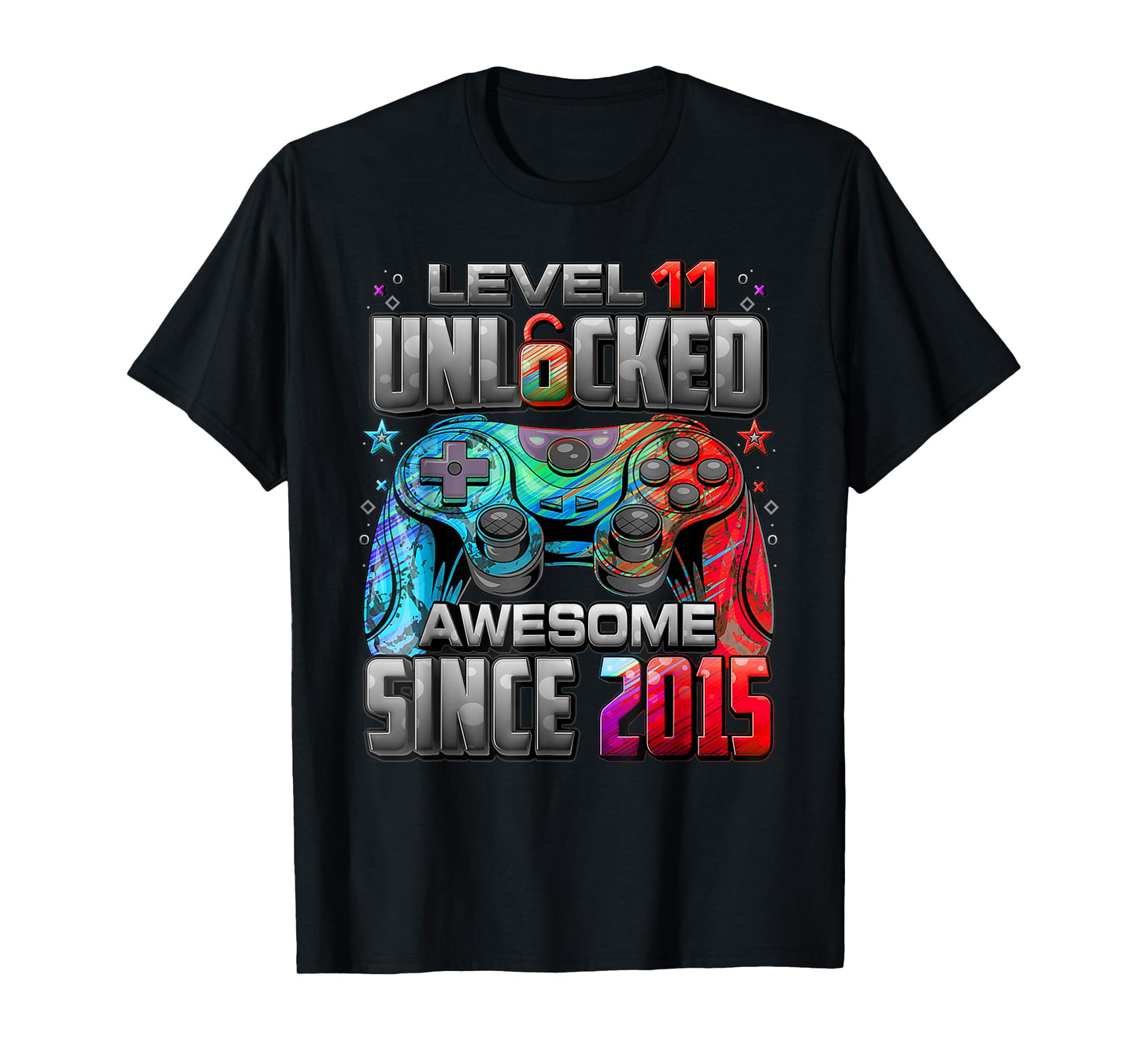 Level 11 Unlocked Awesome Since 2015 11th Birthday Boy Gamer T-Shirt