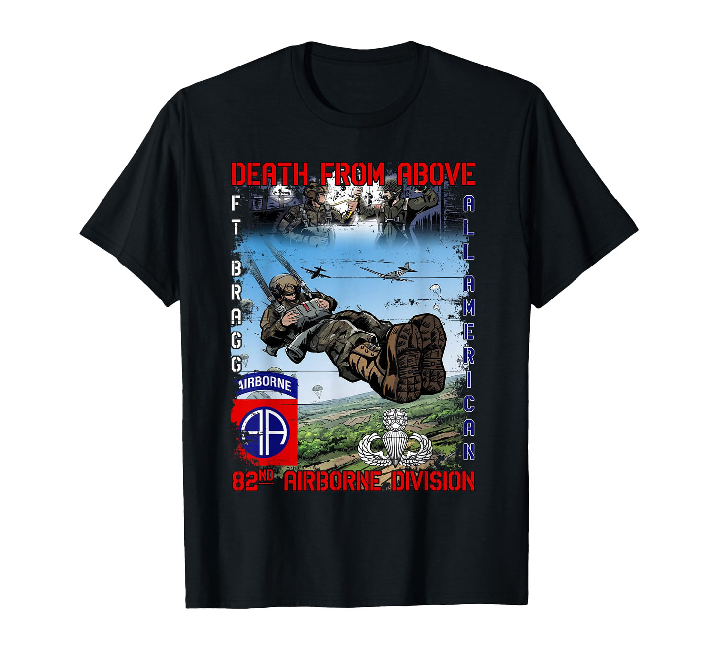 82nd Airborne Division Paratrooper Fort Bragg Jump Wings T-Shirt