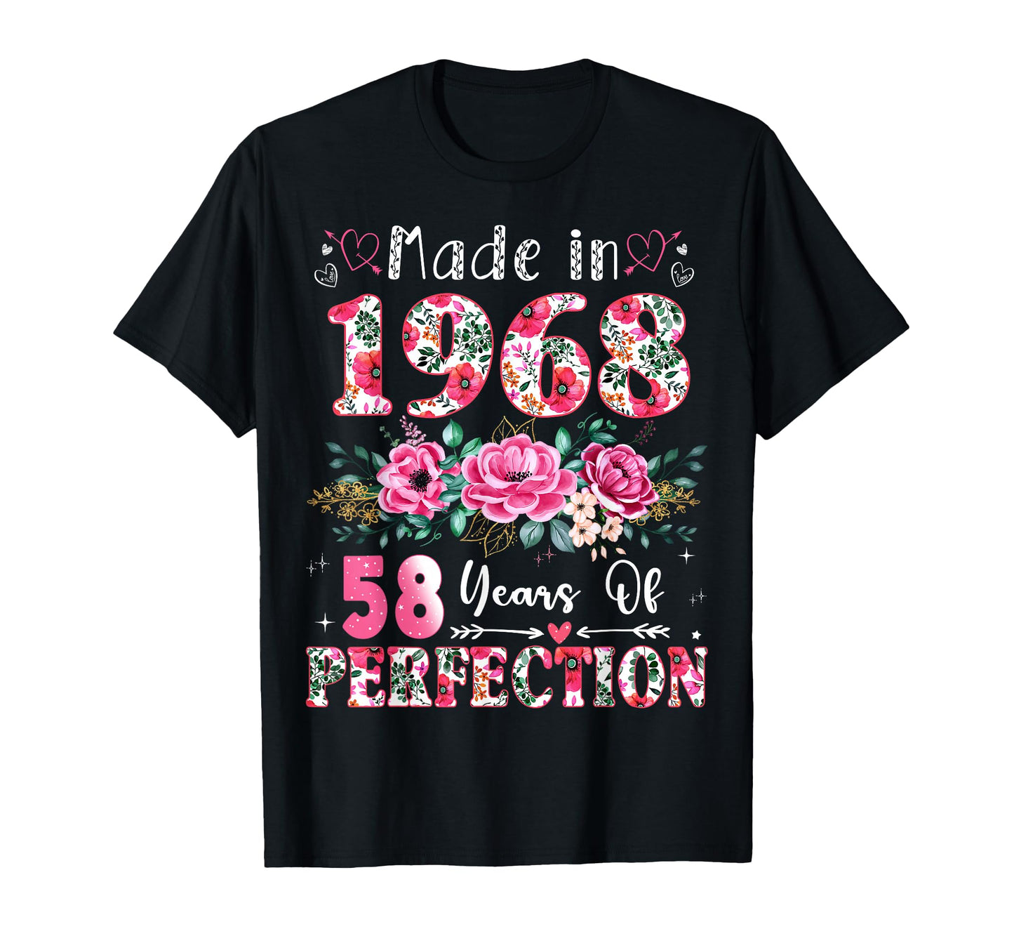 58 Year Old Made in 1968 Floral 58th Birthday Women T-Shirt
