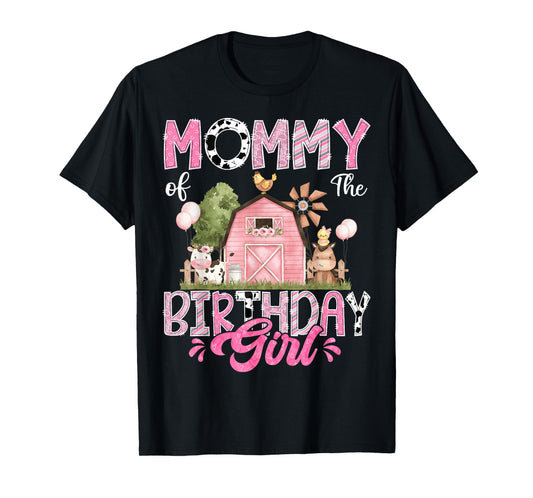 Mommy Of The Birthday Girl 1St Birthday Pink Cow Farm T-Shirt