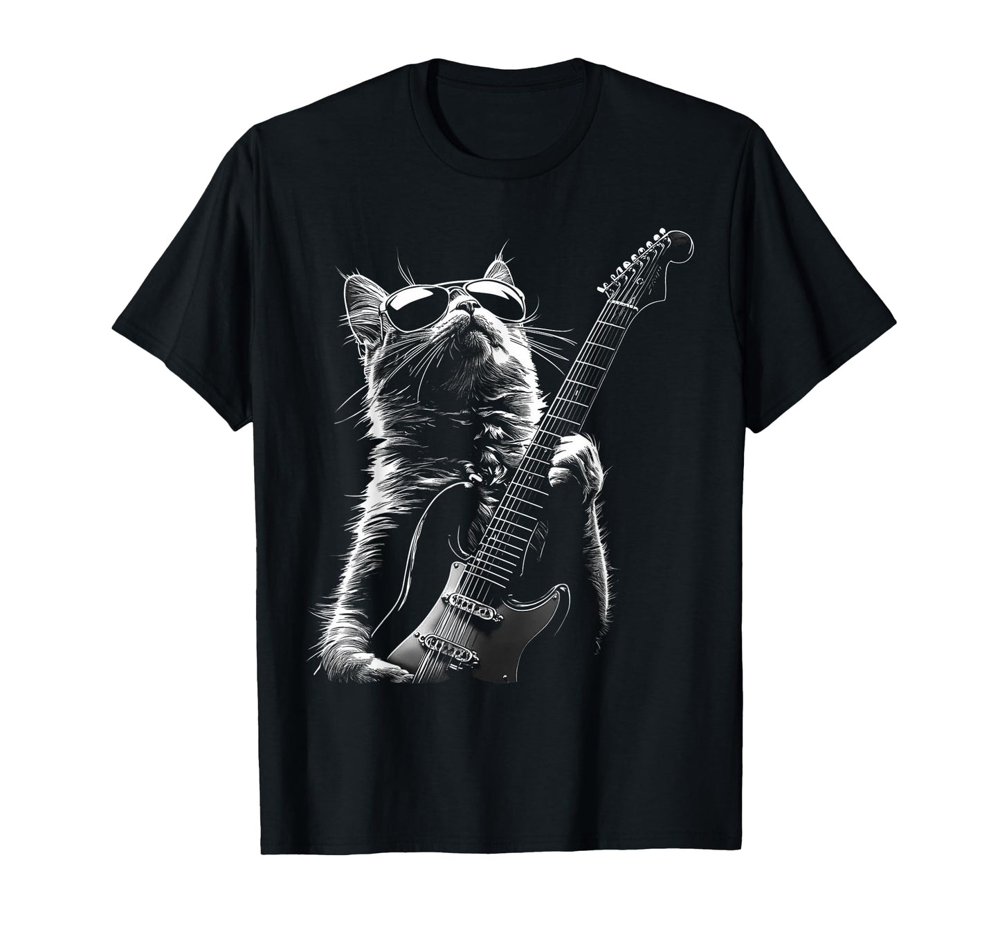 Rock Cat Owner with Electric Guitar Cats Music Lover T-Shirt