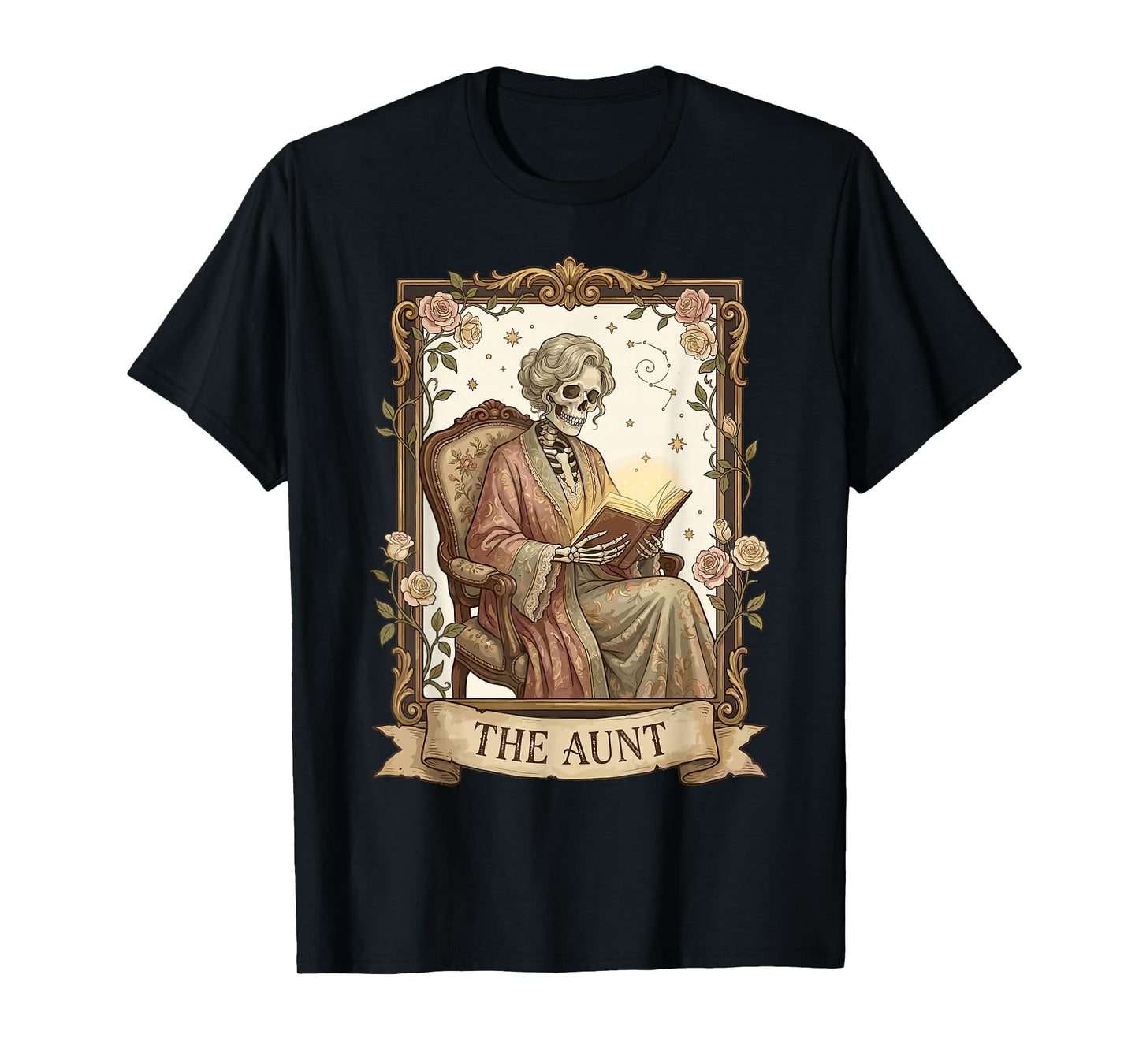 The Aunt Tarot Card Women Skeleton Aunty Book Lover T-Shirt