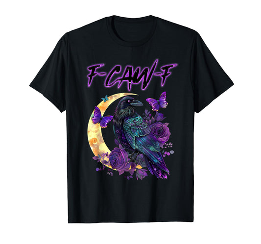 F-Caw-F Funny Raven Black Crow Spooky Season Halloween Retro T-Shirt