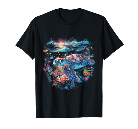 Sea Turtle Beach Lover Ocean Animal Graphic Novelty Womens T-Shirt