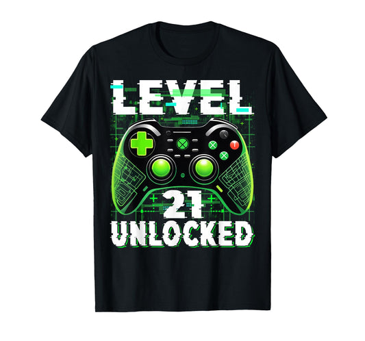 Level 21 Unlocked Shirt Funny Video Gamer Geek 21st Birthday T-Shirt
