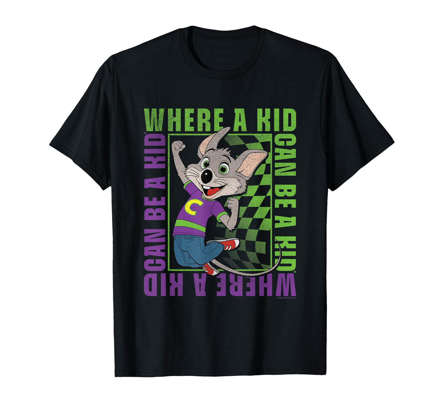 Chuck E. Cheese Where A Kid Can Be A Kid Modern Chuck Faded T-Shirt