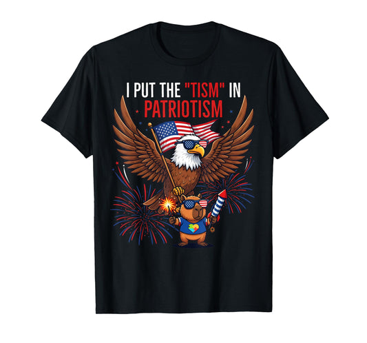 I Put The Tism in Patriotism Athletic Eagle Tism Funny T-Shirt