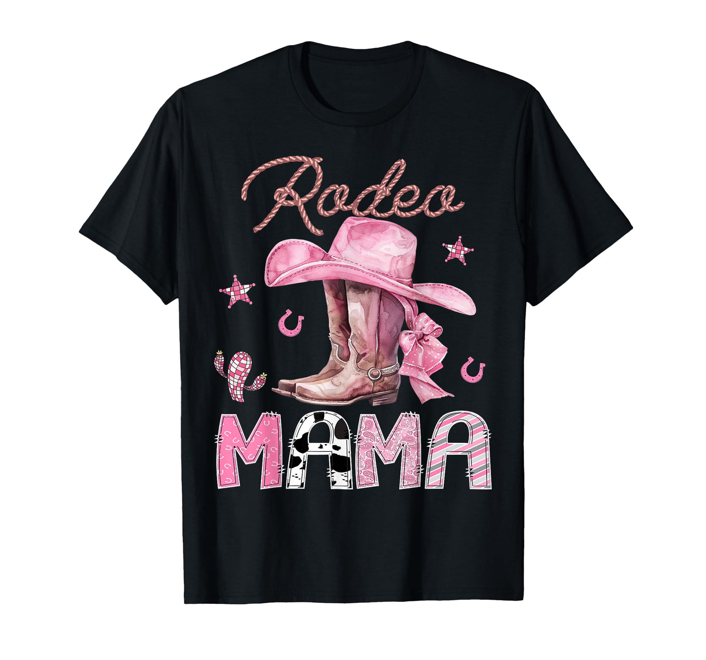 Rodeo Mama Pink Boots Coquette CowGirl Birthday Party T-Shirt