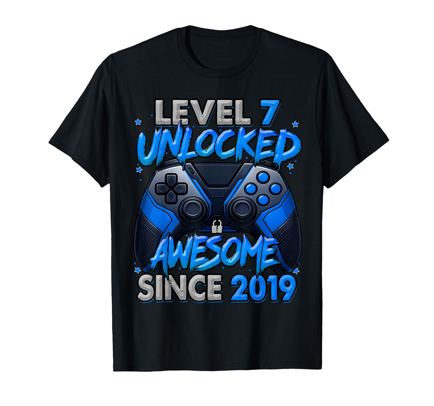 Level 7 Unlocked Awesome Since 2019 7th Birthday Gaming T-Shirt