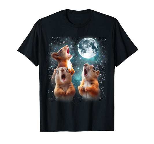 3 Squirrel Moon Howling Squirrel Head Funny For Men Women T-Shirt
